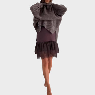 Bonnie – Oversized Strick- und Spitzenkleid-Set