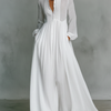 Patchwork Leinen Maxi Kleid Stehkragen