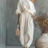 Leinen Set Off-Shoulder Hose