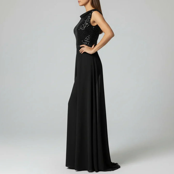 Fallon - Texturiertes Tüll Abend-Jumpsuit