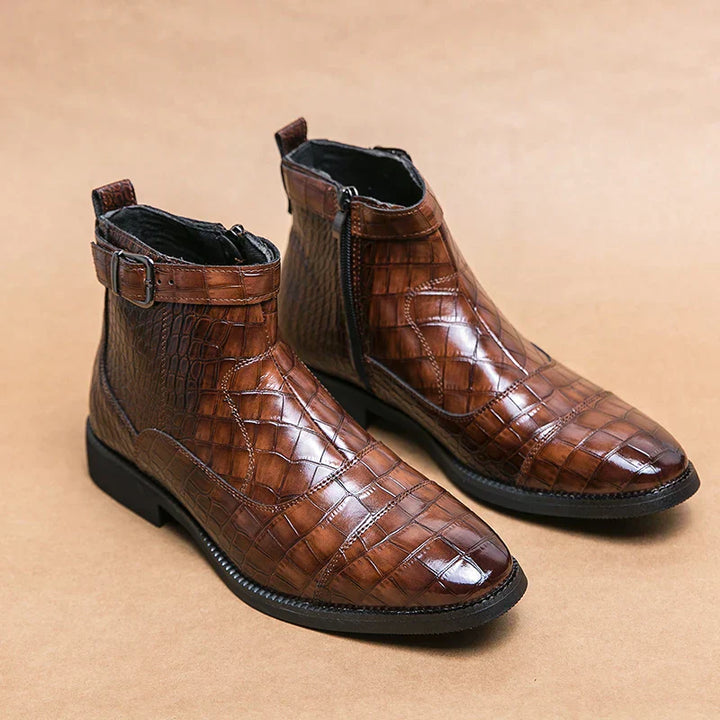Dylan | Stiefeletten mit synthetischem Leder und Schnalle | Handgefertigte Schuhe