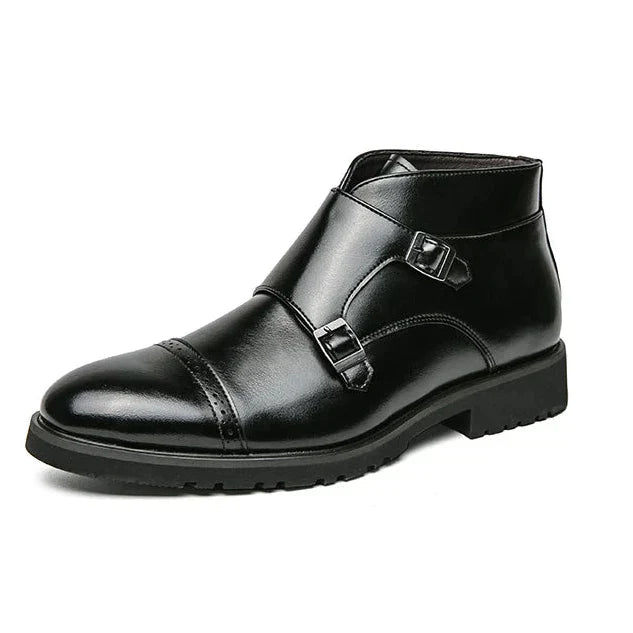 Parker | Doppelschnallen-Schuhe aus synthetischem Leder, handgefertigt