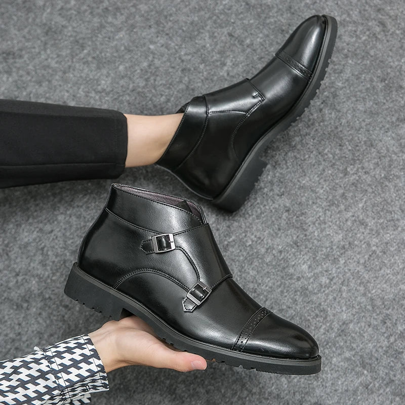 Parker | Doppelschnallen-Schuhe aus synthetischem Leder, handgefertigt