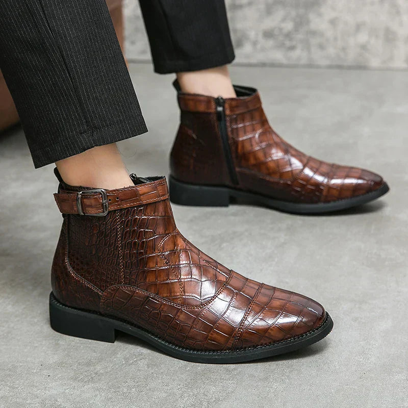 Dylan | Stiefeletten mit synthetischem Leder und Schnalle | Handgefertigte Schuhe