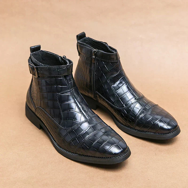 Dylan | Stiefeletten mit synthetischem Leder und Schnalle | Handgefertigte Schuhe