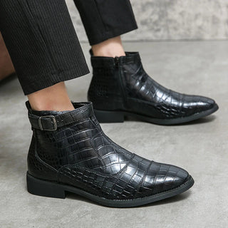 Dylan | Stiefeletten mit synthetischem Leder und Schnalle | Handgefertigte Schuhe