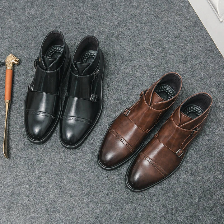Parker | Doppelschnallen-Schuhe aus synthetischem Leder, handgefertigt