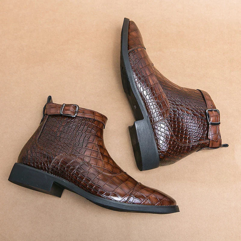 Dylan | Stiefeletten mit synthetischem Leder und Schnalle | Handgefertigte Schuhe