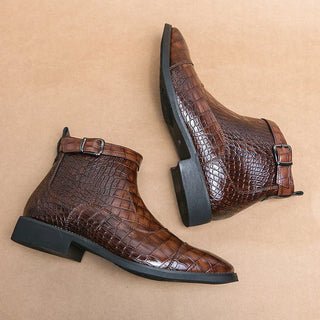 Dylan | Stiefeletten mit synthetischem Leder und Schnalle | Handgefertigte Schuhe