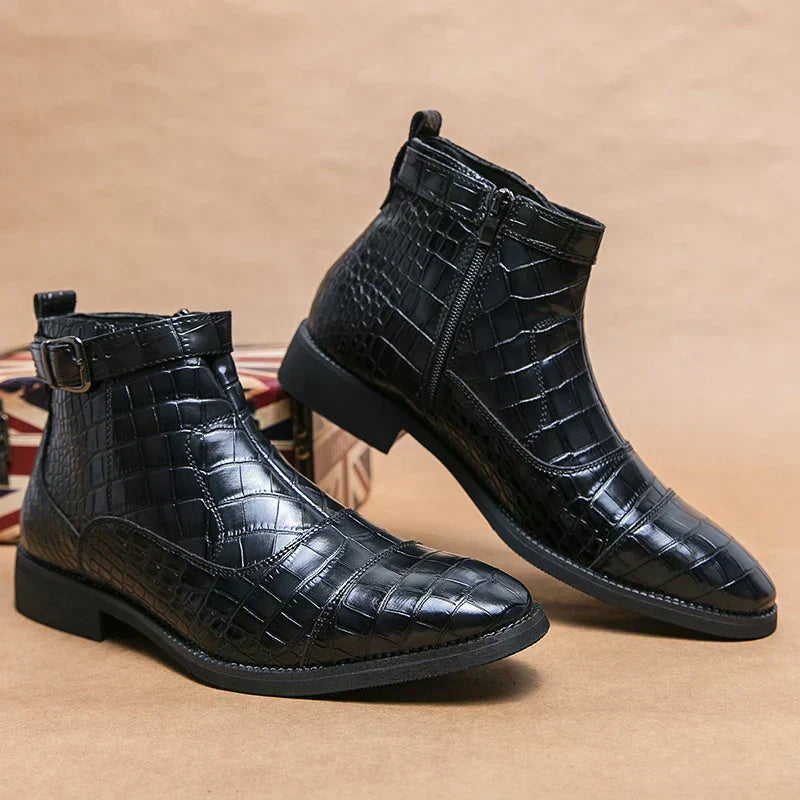 Dylan | Stiefeletten mit synthetischem Leder und Schnalle | Handgefertigte Schuhe