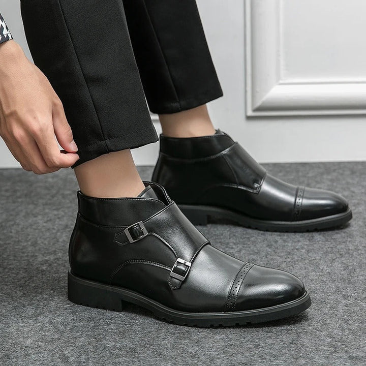 Parker | Doppelschnallen-Schuhe aus synthetischem Leder, handgefertigt