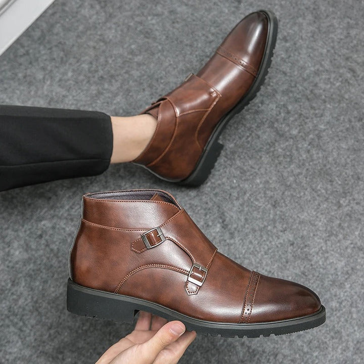 Parker | Doppelschnallen-Schuhe aus synthetischem Leder, handgefertigt