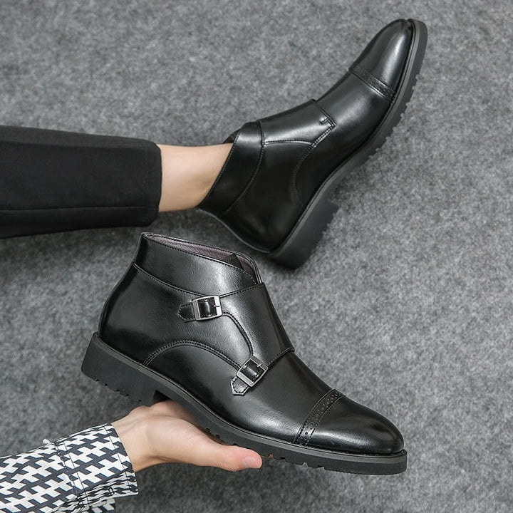 Parker | Doppelschnallen-Schuhe aus synthetischem Leder, handgefertigt